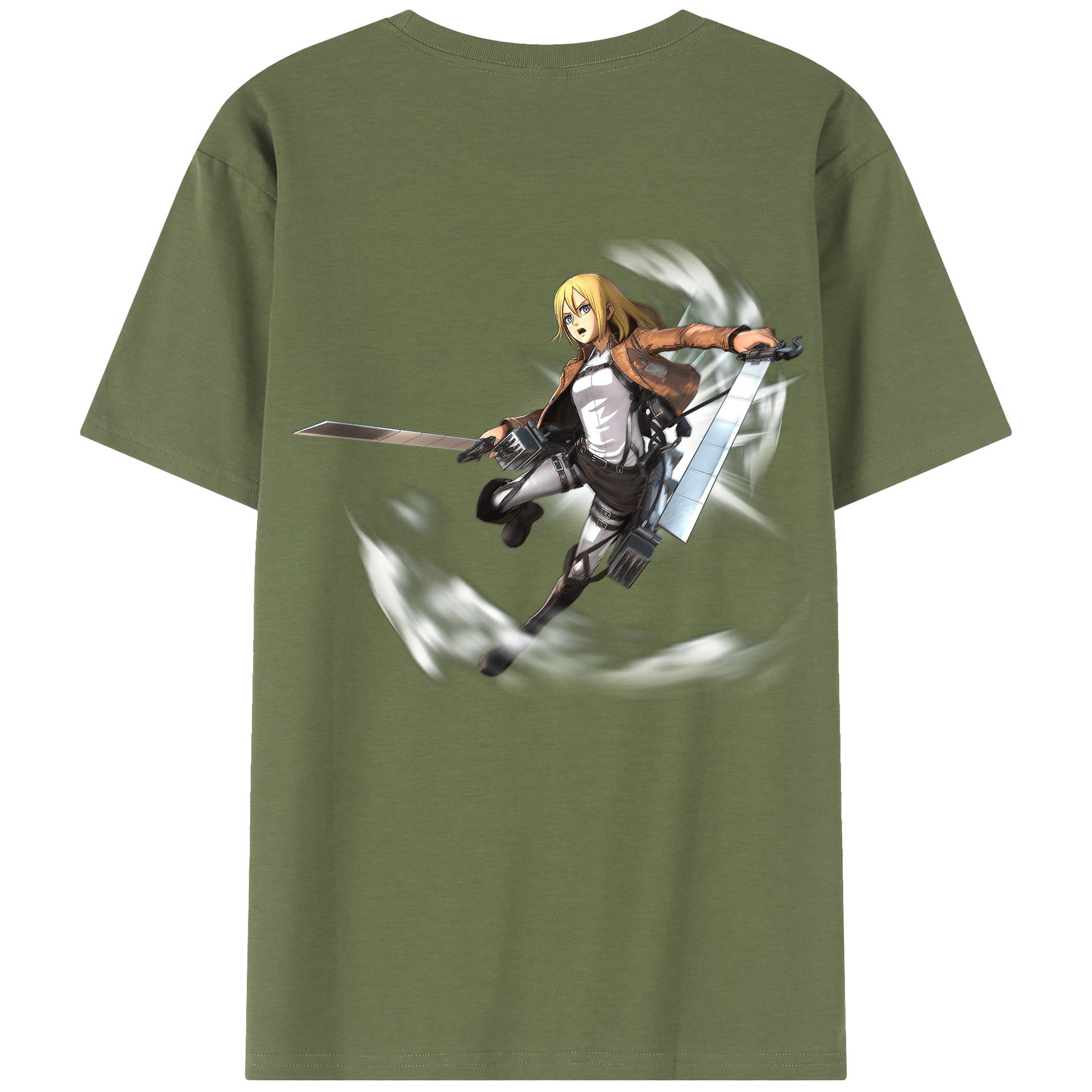 （画像用） 進撃の巨人 クリスタ·レンズ Attack on Titan Christa Lenz 綿100％半袖Tシャツ（背面プリント）